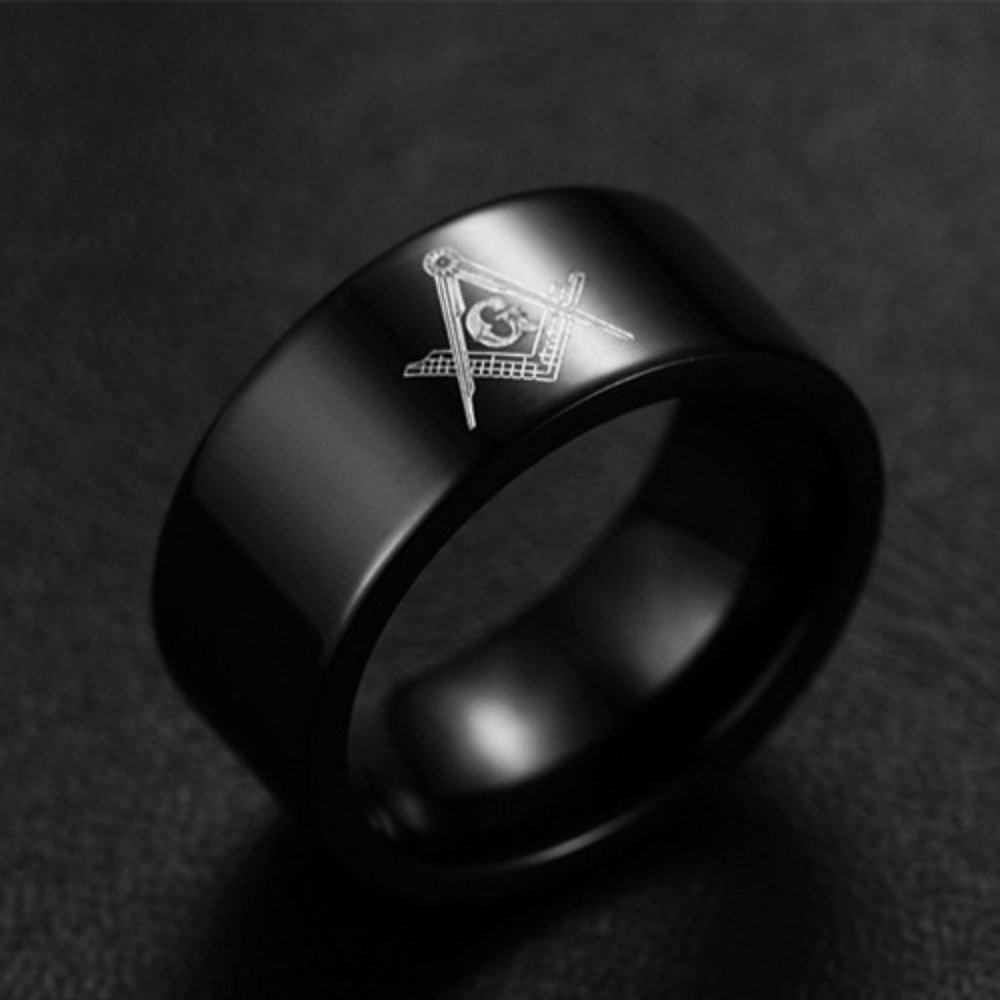 AG Freemasonry Masonic Ring  Freemason Master Masons Ring Black